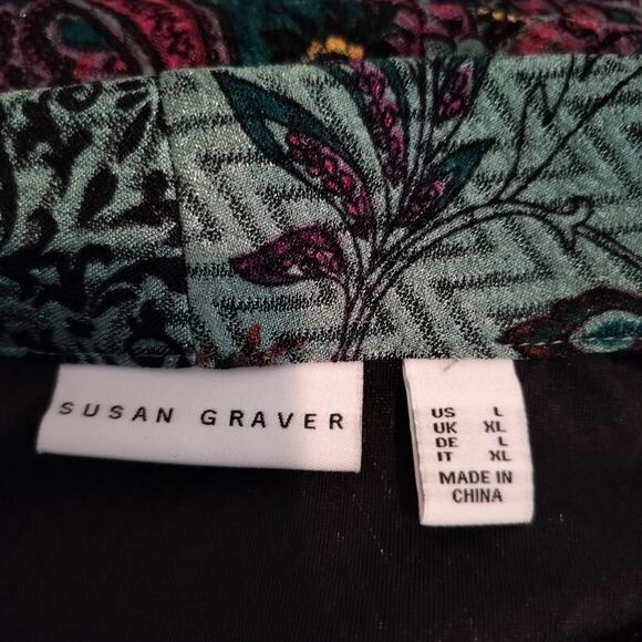 Susan Graver Floral Jacket Bohemian Stretch One Button - Picture 12 of 12